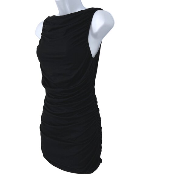 Susana Monaco Black Bodycon Sleeveless Stretchy Ruched Mini Dress Size Small - Picture 6 of 11